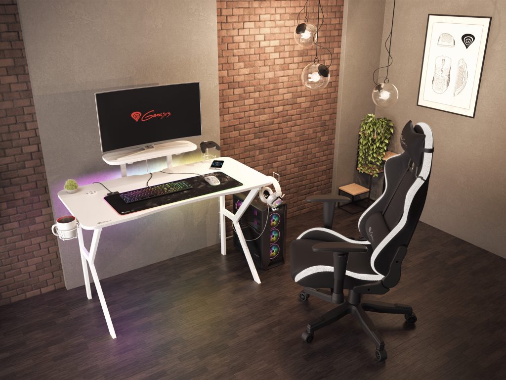Genesis presenta en España su nuevo escritorio gaming: Genesis HOLM 320 RGB blancos